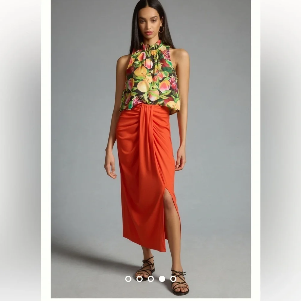 Anthropologie NWT Maeve Poplin Ruffle-Neck Halter Tank size XXS. - Picture 5 of 7